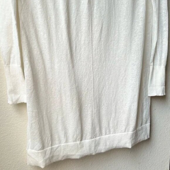 WHITE + WARREN linen gauze open Trapeze cardigan in Calico Cream White XS STAINS - Picture 4 of 6